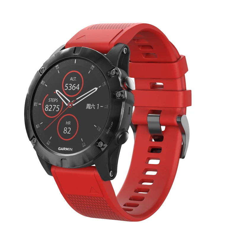 22 мм силиконовый ремешок часы ремешок Quick Release для Garmin Fenix 5 5X Plus PUO88 - Цвет: Красный
