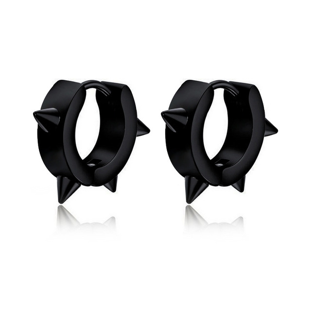 Punk Titanium Steel Ear Clip Ear Stud Earrings For Men Women Black Pierced/No Pierced Fake Ear Circle New Pop Jewelry
