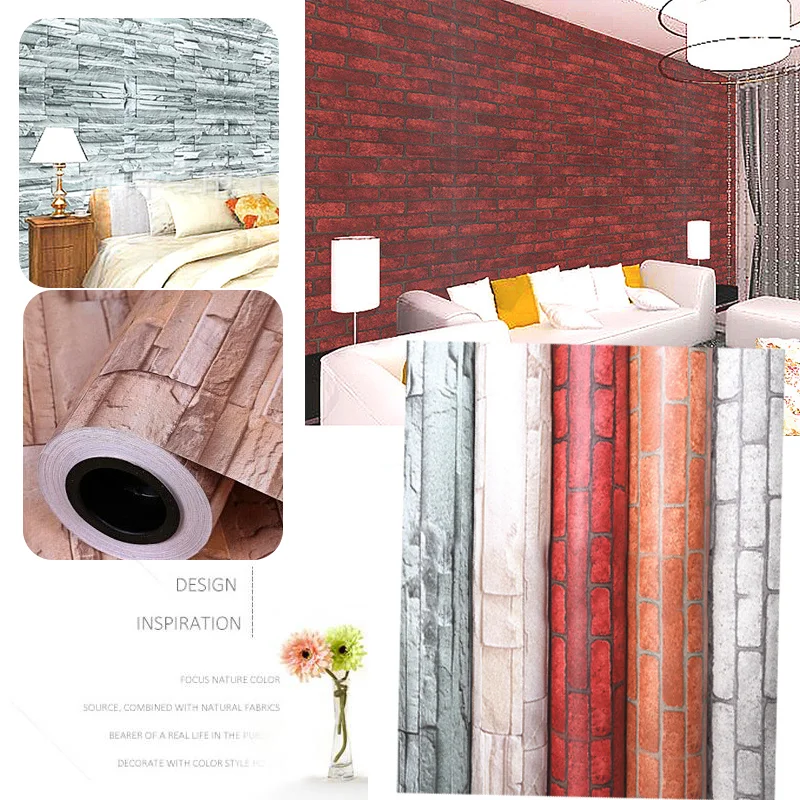 Pannelli 3D Adesivi Per Parete - Effetto Mattone/Pietra, Schiuma PE, 10 Pezzi (Grigio Legno) - Foto 5