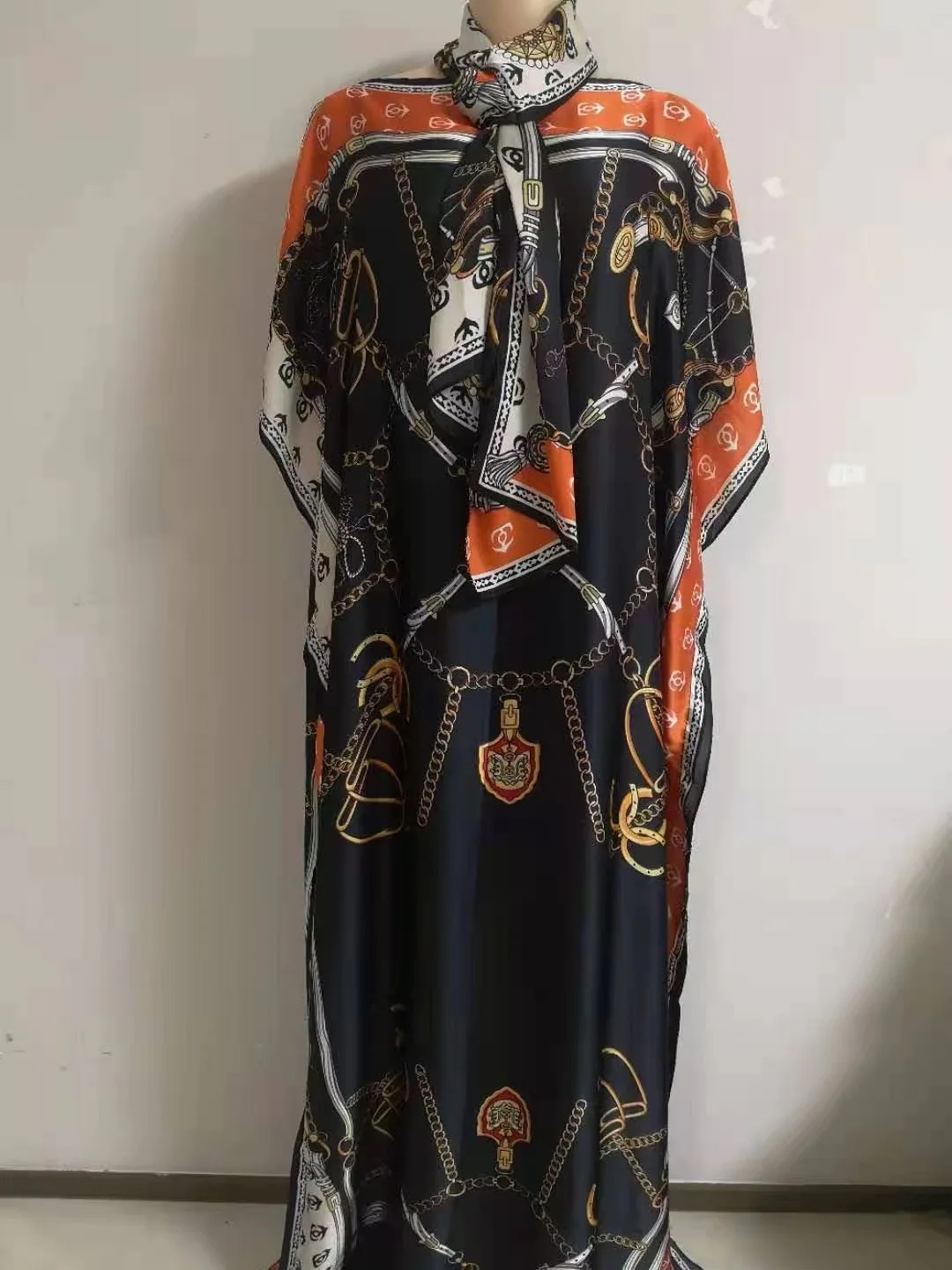 african traditional attire African Dresses For Women Traditional Muslim Women Hijab Silk Kaftan Maxi Dress Length 145 CM x 100 Cm Bust boubou africain african attire for women