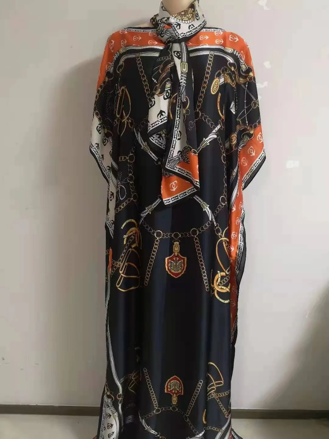 african traditional attire African Dresses For Women Traditional Muslim Women Hijab Silk Kaftan Maxi Dress Length 145 CM x 100 Cm Bust boubou africain african attire for women Africa Clothing