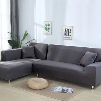 

Solid color sofa covers for living room sofa towel Slip-resistant sofa cover strech L-shaped sofa needs 2 pieces