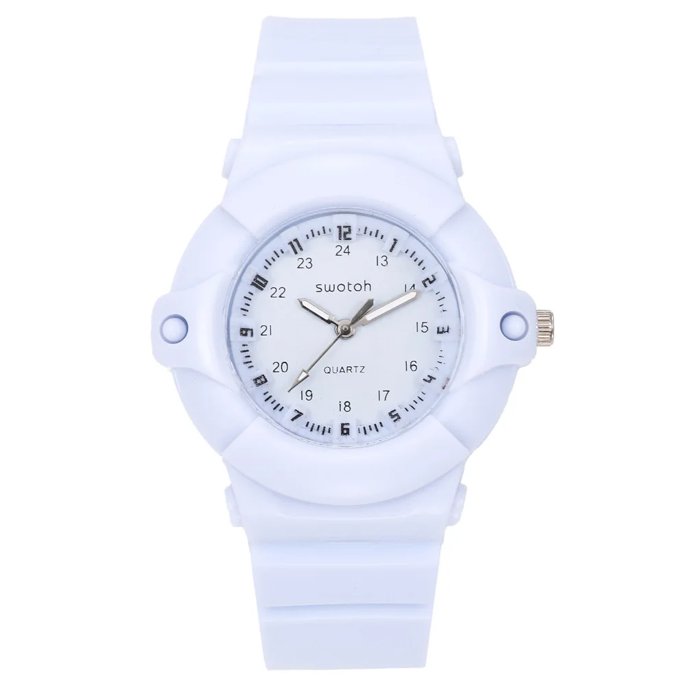 Детские часы силиконовые модные часы кварцевые Мультяшные студенческие часы для мальчиков и девочек лучший подарок часы детские часы для студента - Цвет: Белый