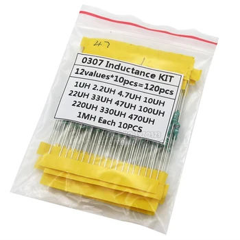 

0307 DIP 1/4W 12 Kinds Color Ring inductance Each 10PCS Inductors Assorted Set Kit 1UH 10 22 33 47 100 150 220 330 470 560 1MUH