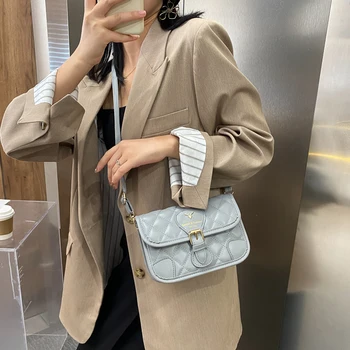 

Fashion Lattice Pattern Women Messenger Handbag PU Casual Solid Shoulder Bags Youth Ladies Simple Versatile Bag