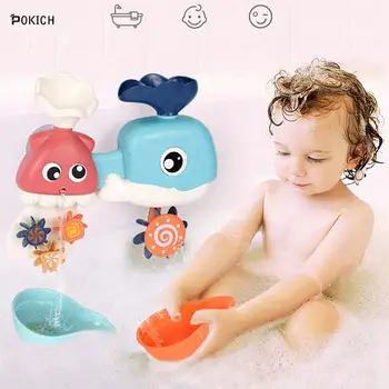 

Pokich Baby Bath Toy Waterfall Tub Games for Toddlers Non Toxic Bathtime Fun Waterstation with 2Cups and 4Spinning Gears soaker