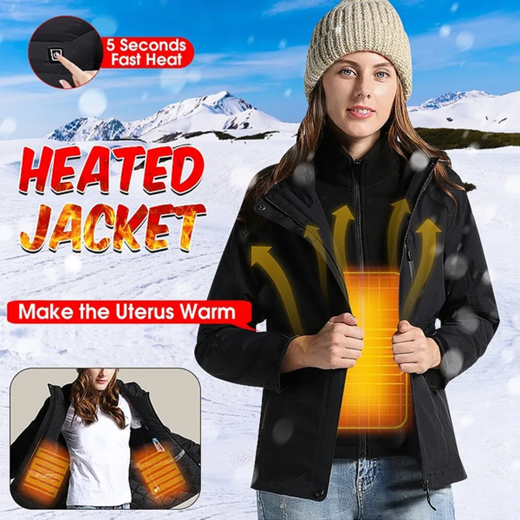 Женское пальто для улицы с электронным подогревом, водонепроницаемое зимнее гибкое электрическое тепловое пальто, Походное пальто 9,25