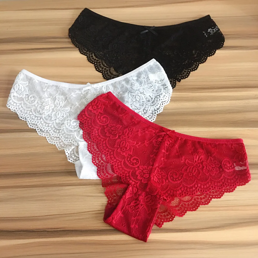 3 Pcs/lot Ladies Lace Panties Sexy Lingerie Low Waist Solid Briefs Big Size XXL Underwear Women Underpants Panty Intimates Soft cotton underwear for women