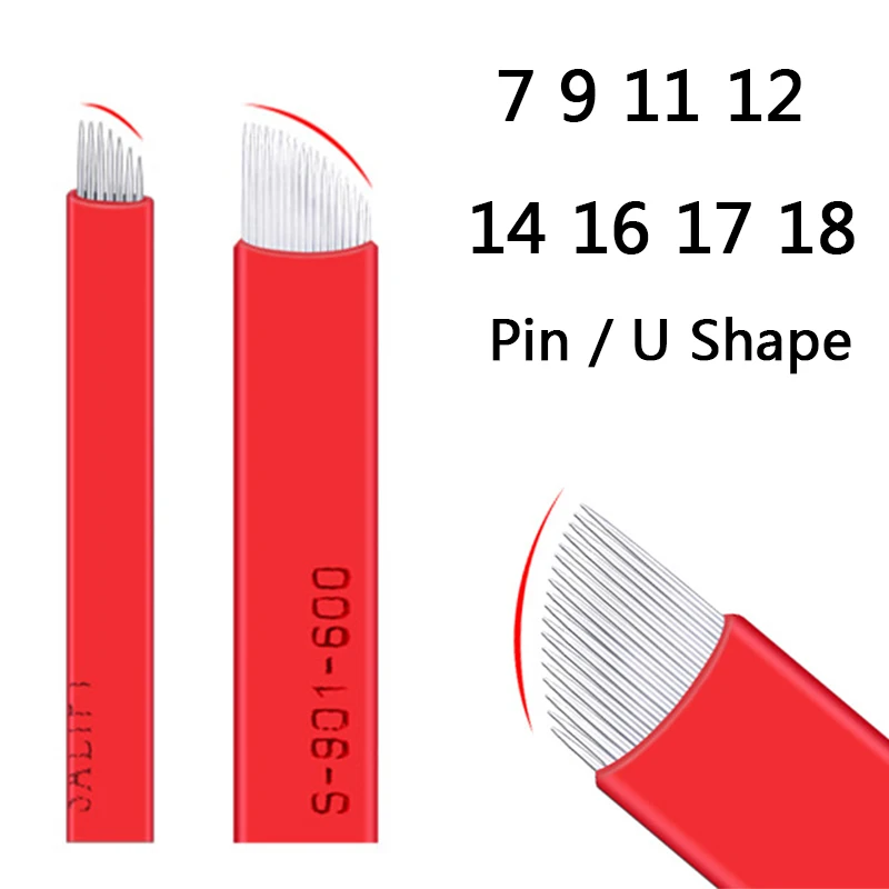 50 шт pin/U формы микроблейдинг иглы Лезвия Lamina Agulha Sobrancelha Tebori 0 18/0 20 мм Перманентный