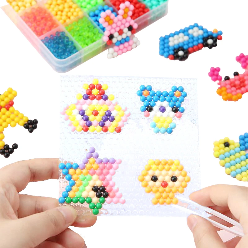 Water Fuse Beads DIY Set Pearl Box Pegboard Game Kit Tools Accessories Kids  Designer Toys for