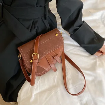 

Scrub Leather Saddle bag Shoulder Messenger Bags For Women 2020 Crossbody Bag Female Travel Mini Bags designer bags women bags