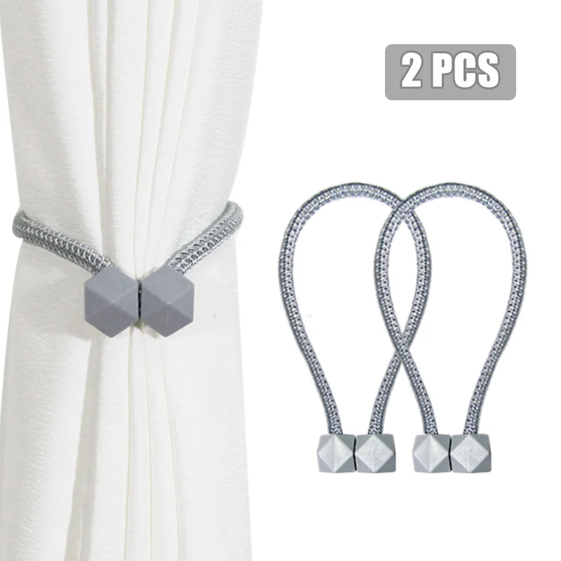 Office Fun Lites Magnetic Curtain Tiebacks Curtain Clips Rope Holdbacks with Strong Durable Magnet for Home Hotel Window Decoration Beige