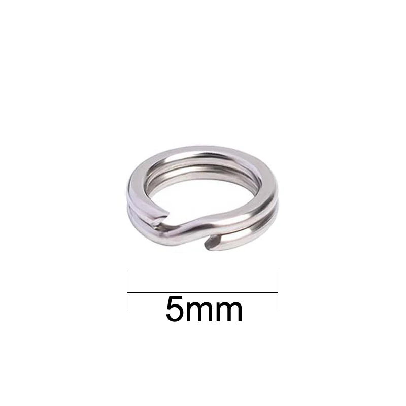 Wokotip, 50 шт., разъемное кольцо из нержавеющей стали, диаметр от 4 мм до 11 мм, для тяжелой рыбалки, двойное кольцо, соединитель, рыболовные аксессуары