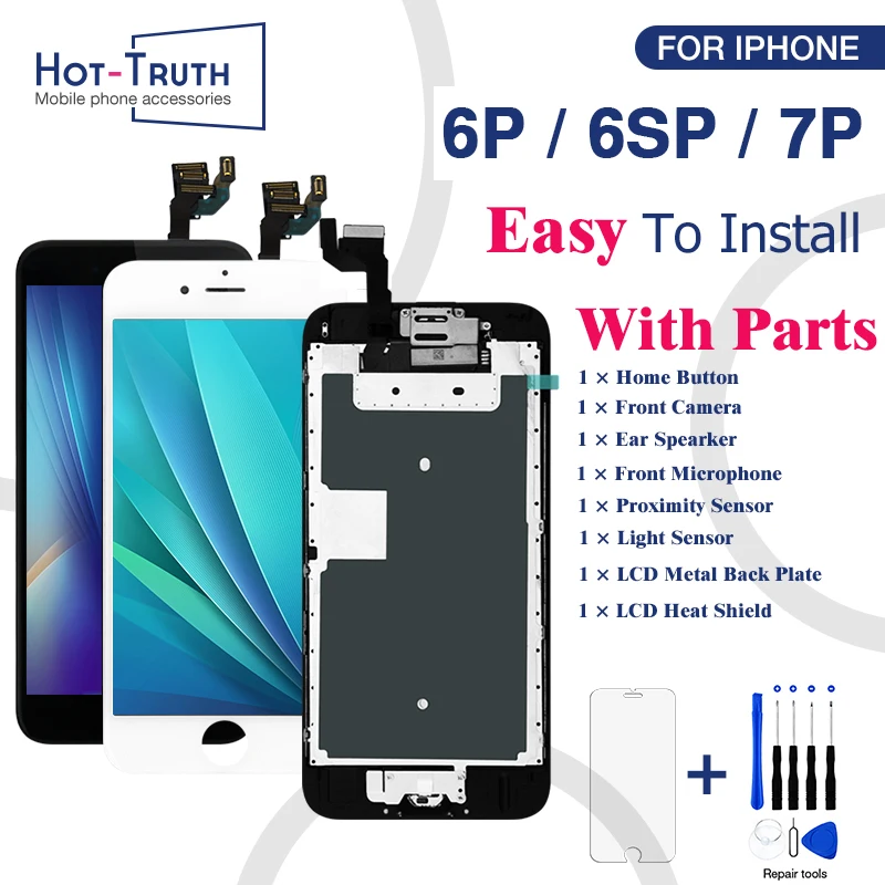 Полный ЖК-дисплей для iPhone 6 Plus 6S Plus 7 Plus дисплей 3D сенсорный экран дигитайзер полная сборка с кнопкой Home+ камера AAA+++ 6p