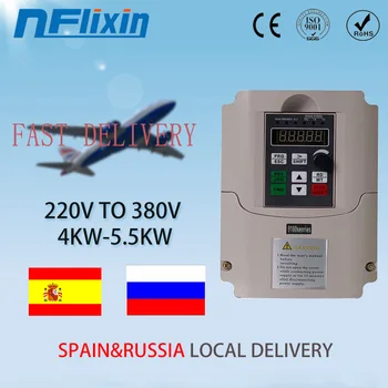 

For Spain220V Single Phase Input to 3 phase 380V Output Local delivery in Spain VFD Inverter Frequency Converter 4kw/5.5kw motor