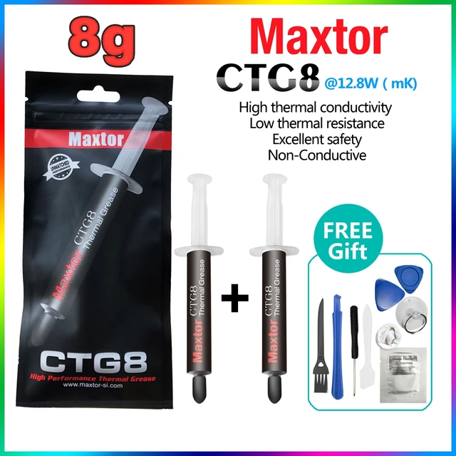Maxtor CTG8 High Performance Thermal Paste 12.8W/m-k Laptop PC Motherboard Desktop CPU GPU Cooler Pad Phone Heat Sink  Grease CTG8D(8g)and(Gift)