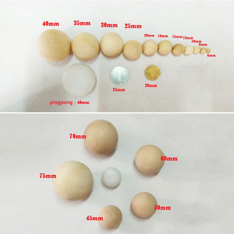 1x Natural Wooden Craft Wood Balls Sphere Round Craft Supplies 30//40//50//60mm Dia