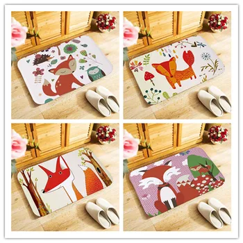 

Cartoon fox print door mat thicken soft flannel doormat 40x60cm hallway floor carpet kitchen bathroom entrance rugs