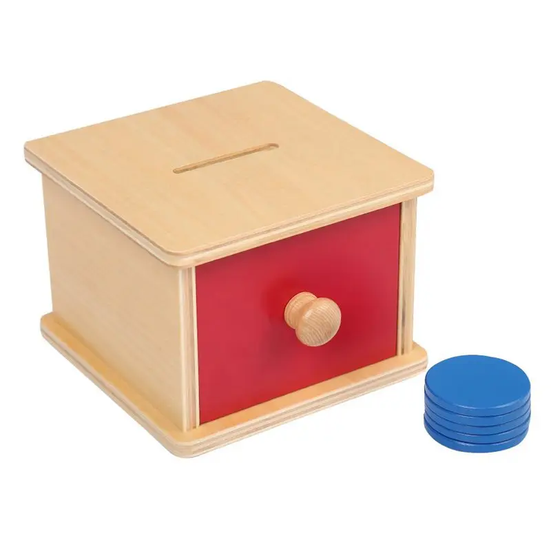 Red Детская и игрушка для малышей, деревянная коробка для монет, копилка, обучающая, образовательная, Дошкольная, обучающая - Цвет: Red