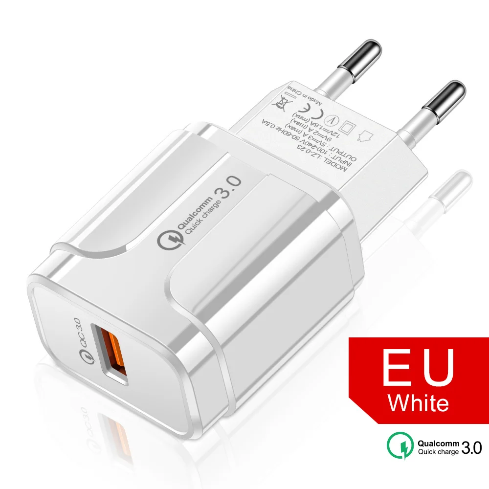 Быстрая зарядка 3,0 18 Вт Qualcomm QC 3,0 4,0 быстрое зарядное устройство USB портативное зарядное устройство для мобильного телефона iPhone samsung Xiaomi - Тип штекера: EU Charger