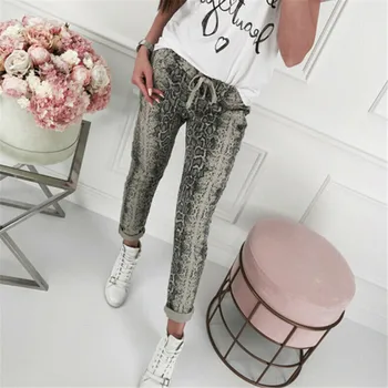 

Women High Waist Slim Trousers New Skinny Stretchy Snakeskin Print Jeggings Female Pencil Pants Retro Stretch Fit Long Pants Hot