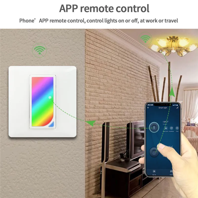 Wifi Smart Switch Home Light Dimmer Switch LED RGB Scene 1200 Colors Light Switch Compatible with Smart Life Tuya Google Alexa