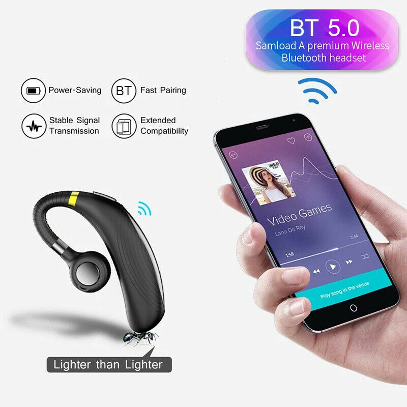 Wireless Bluetooth Headset Headphones Earpiece Android Mobile Phone Hands free Caller ID K06 Bluetooth version 5 0