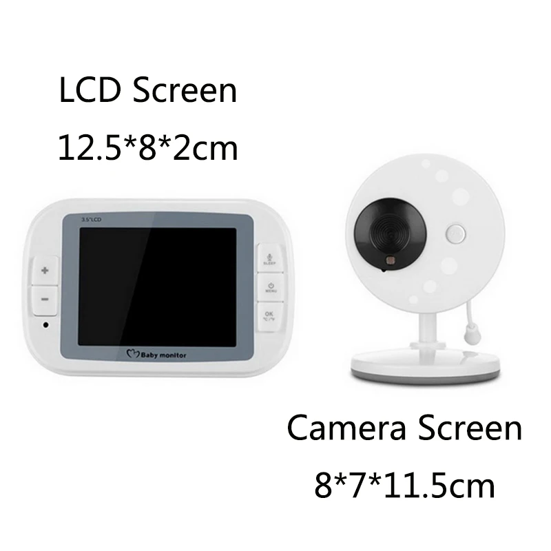 3.5 Inch Wireless Digital Baby Monitor Night Vision Sleep Music Temperature Monitoring Display 2-Way Talk With Security Camera