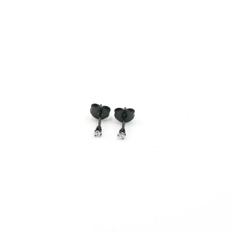 Super Mini 2mm 3A Runde Sauber Zirkone Mit 316l Edelstahl Ohrring IP Plating Kein Verblassen Allergie Frei Qualität schmuck – Detail 4