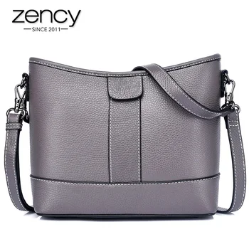 

Zency Fashionable 100% Genuine Leather Elegant Tote Handbag High Quality Lady Crossbody Bag Classic Black Female Shoulder Bag