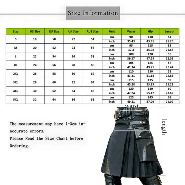 2021 New Scottish Mens Kilt Traditional Skirt Metal Classic Retro Traditional Personality Kilts Check Pattern Skirts