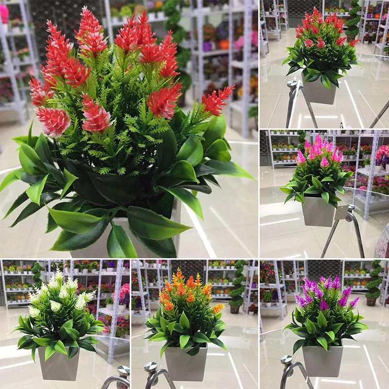 1pc Artificial Flowers Plant In Pot Outdoor Home Room Office Decoration Gift New