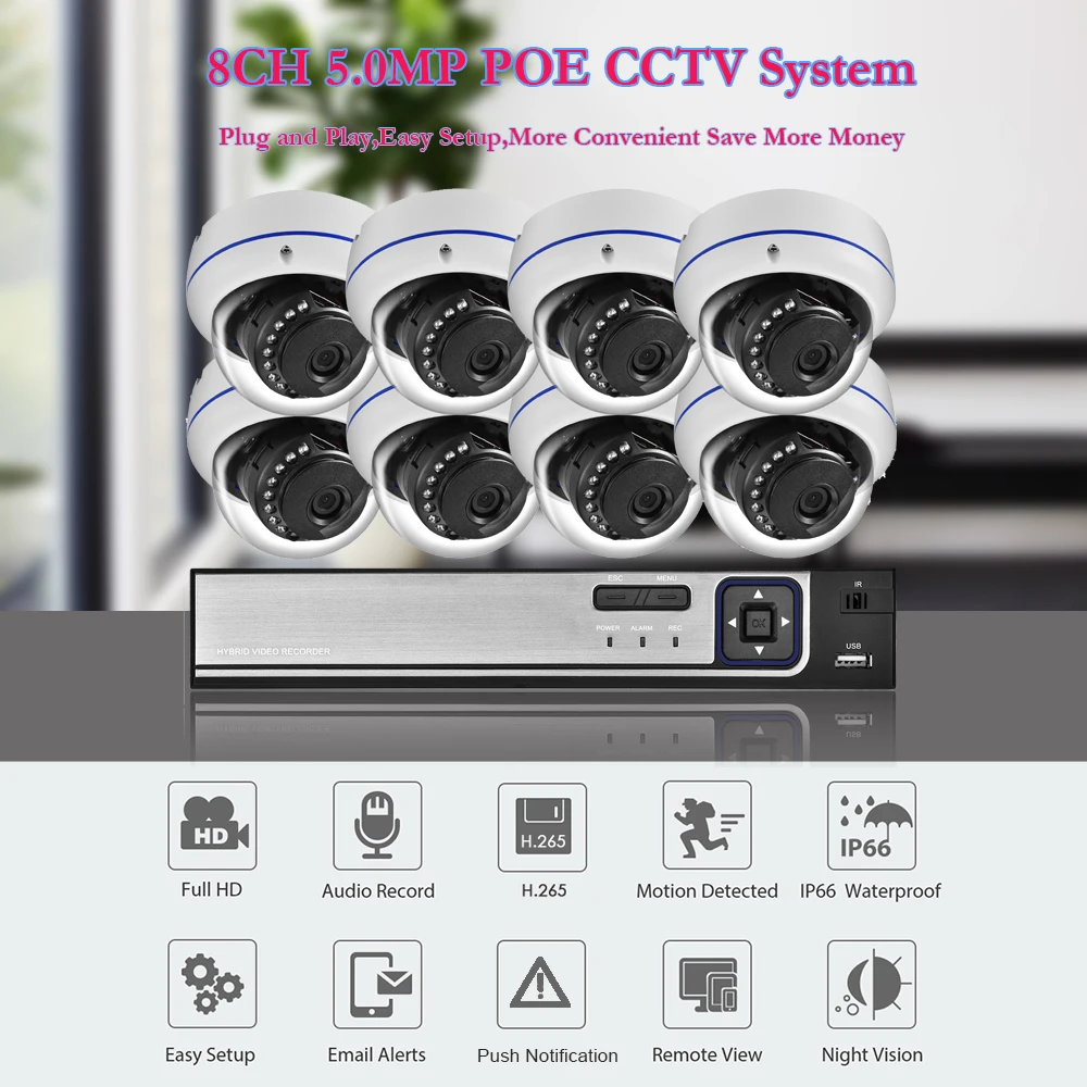 Gadinan распознавание лица 8CH 5MP NVR CCTV комплект безопасности Система POE аудио запись Купол Открытый POE IP камера видеонаблюдения комплект
