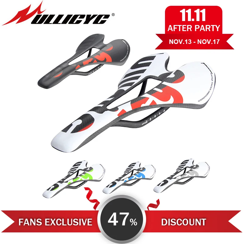 Acheter Nouveau Ullicyc 3K pleine Fiber de carbone vélo selle route vtt vélo carbone selle siège mat brillant coloré