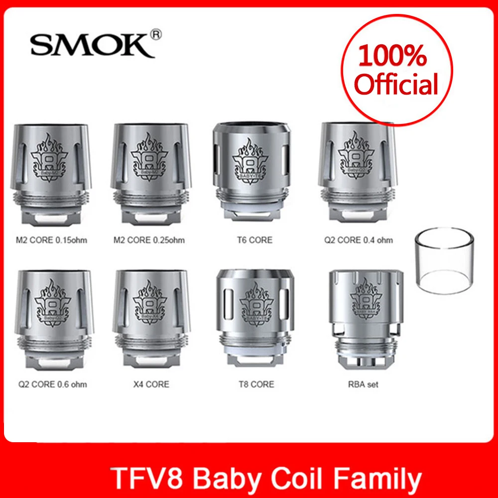 Original SMOK TFV8 Baby Coil Family Q2/T8/X4 /T6/M2/RBA Coils for (Big) Baby/ V12 Prince Tank Electronic Cigarette | Электроника