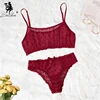 Leechee nouveau dames ensemble de soutien-gorge à pois maille Sexy Lingerie confortable mince soutien-gorge et culotte ensemble volants Transparent sous-vêtements pour femmes ► Photo 3/6