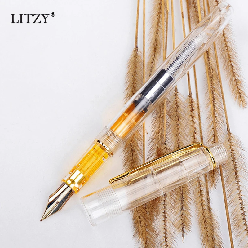 LITZY Transparent Colors Fountain Pen Art Creation 0.5mm Calligraphy Pen for School Office Writing Tool Stationery Supplies Gift