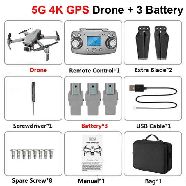 Wifi FPV gps Дрон бесщеточный складной Дрон 5G 4k ESC камера следуем за мной оптическое позиционирование потока расстояние 1000 м Quadcopt VS HS700 - Цвет: Bag 3battery
