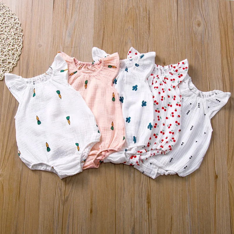 Barboteuse pour bébés filles sans manches | Salopette 2020 coton, jolie combinaison, couleur Pure, vêtements pour nouveau-nés, nouvelle collection 100%