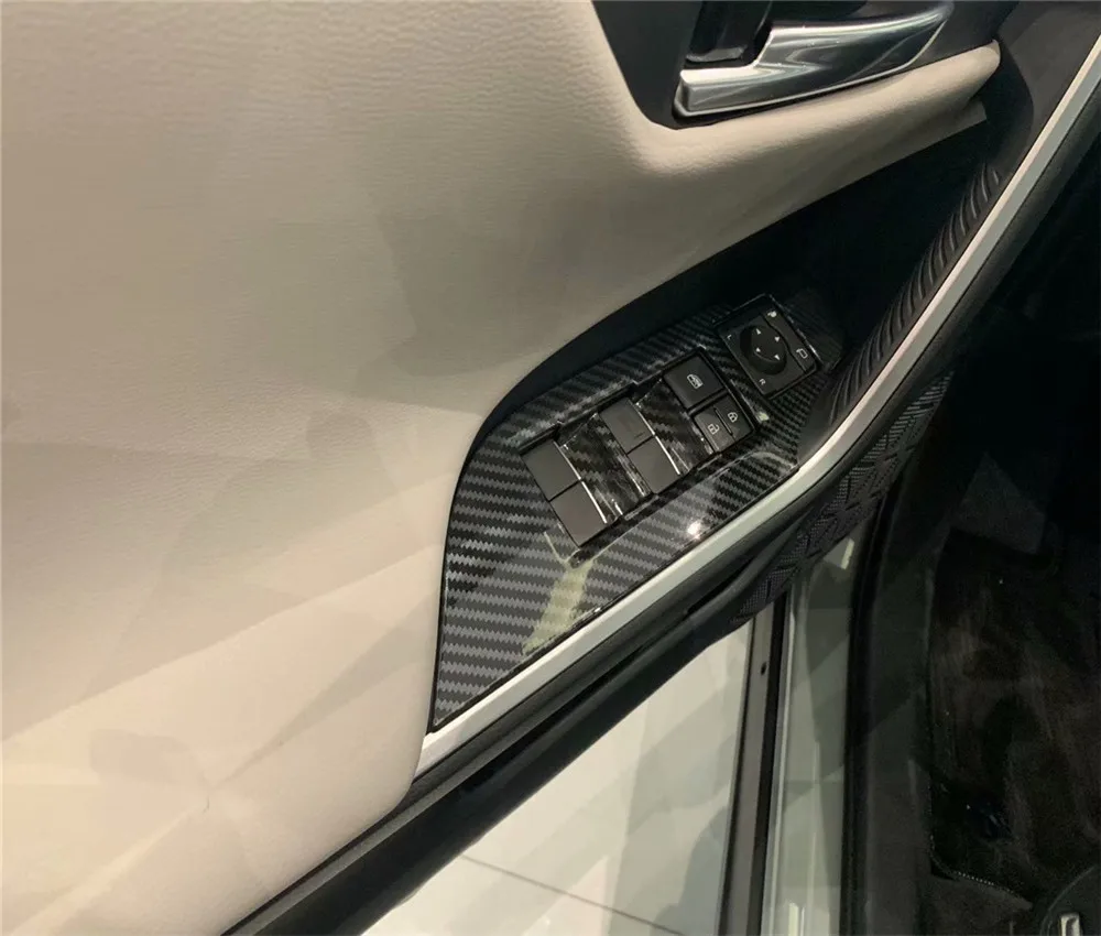 Для Toyota RAV4 RAV 4 ABS углеродное волокно, двери, окна, стеклянная панель, подлокотник, кнопка включения, крышка, отделка, автомобильные аксессуары