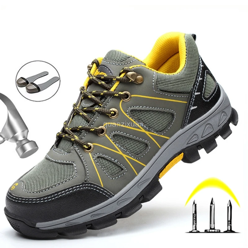 Zapatos de seguridad con punta de acero para hombre, botas de trabajo indestructibles, a prueba de perforaciones, para exteriores