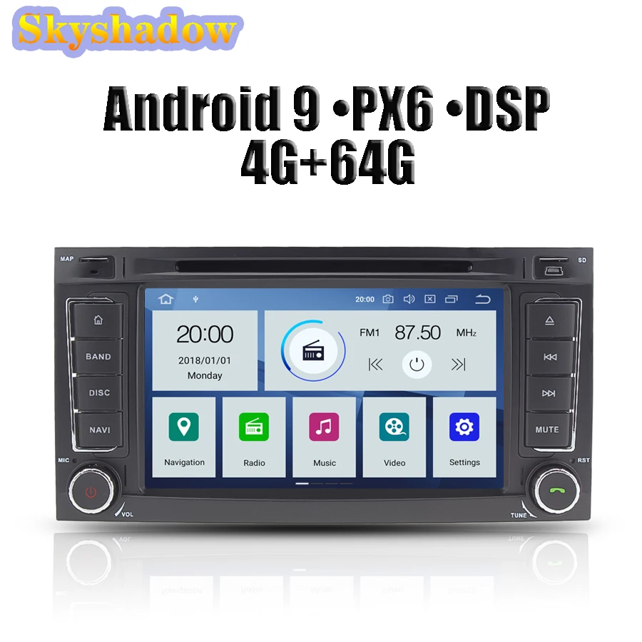 PX6 DSP Android 9,0 шесть ядер 4 Гб ram автомобильный dvd-плеер gps карта RDS радио bluetooth для VW Touareg T5 Multivan Transporter 2004-2011