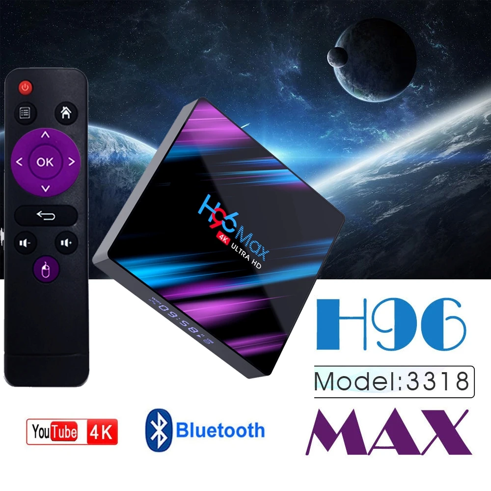 H96 MAX Android 9,0 ТВ приставка Rockchip RK3318 4 Гб ОЗУ 64 ГБ 32 ГБ H.265 медиаплеер 4K голосовой помощник Google Netflix Youtube ТВ приставка