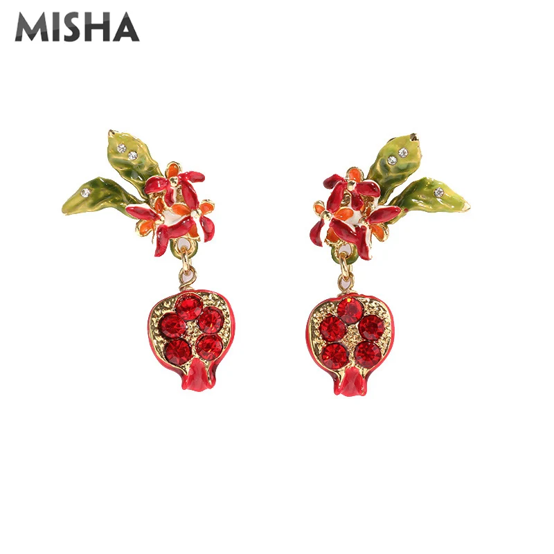 MISHA, модные серьги для женщин, ручная работа, эмаль, гранат, амулеты, ювелирные изделия для женщин, девушек, вечерние, свадебные, подарки на день рождения, L998