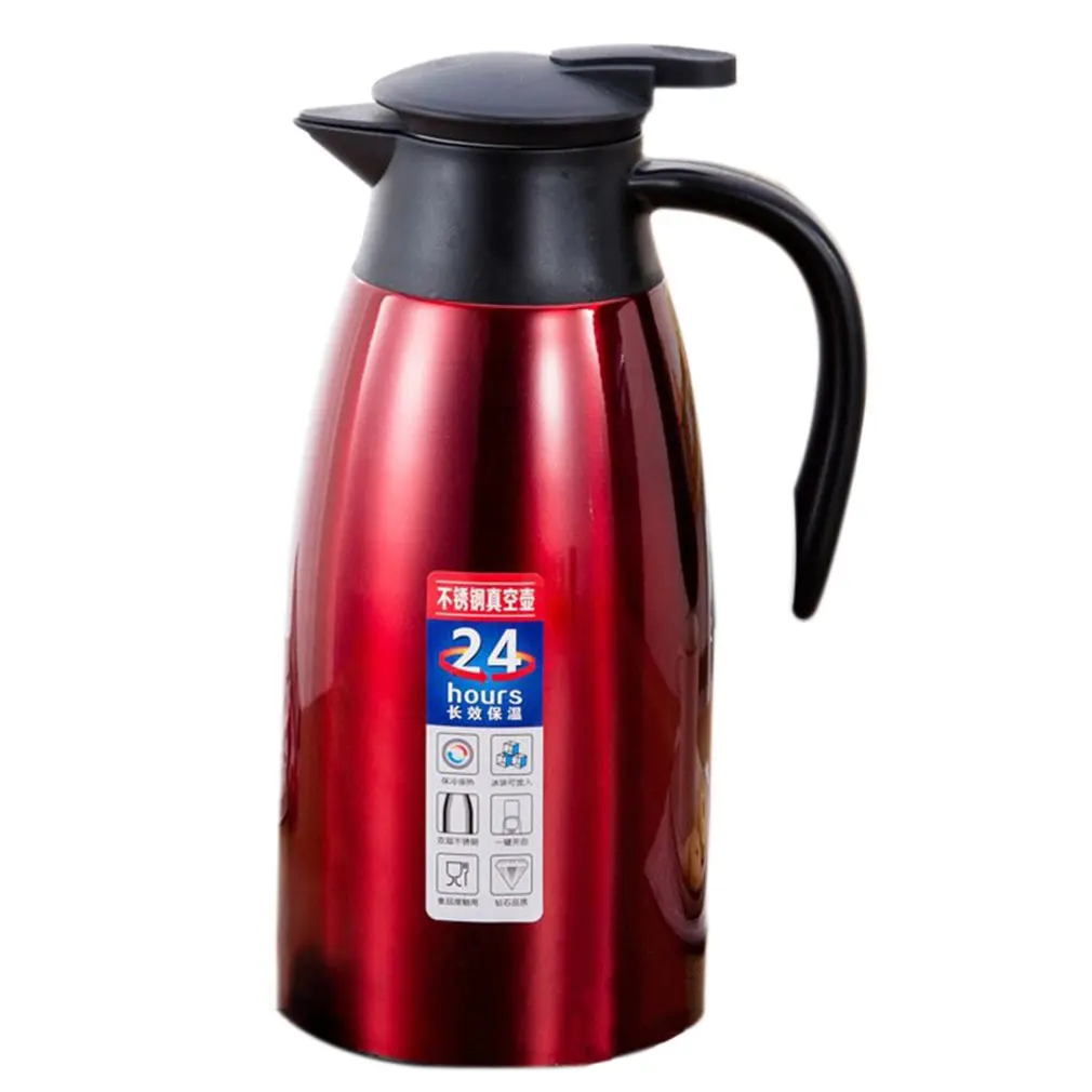 2L 304 Stainless Steel Coffee Pot Vacuum Double Insulation Pot European Style Home Hotel Kettle 20-Hour Heat Preservation