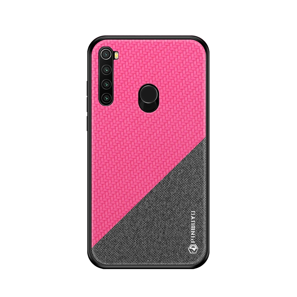 PINWUYO для Xiaomi Redmi Note 8 T, Жесткий Чехол из поликарбоната+ тканевая задняя крышка, чехол s для Redmi Note 8 T, полный защитный чехол для телефона - Цвет: Розово-красный