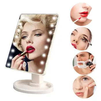 

LED Makeup Mirror Illuminated Cosmetic Table Mirror With Light for Make Up Adjustable Light 22 Touch Screen Eyelash Brush