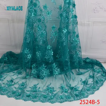 

3D Nigerian Lace Fabric High Quality Tulle Mesh Lace Fabric Embroidery African Wedding Lace Fabric For French Lace YA2524B-5