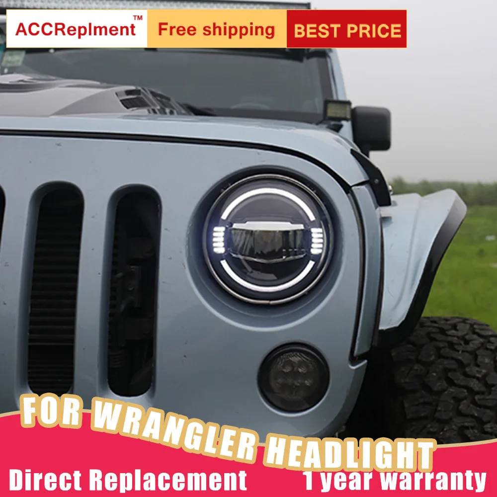 2Pcs LED Headlights For Jeep Wrangler 2007-2017 led car lights Angel eyes xenon HID KIT Fog Daytime Running Lights | Автомобили и