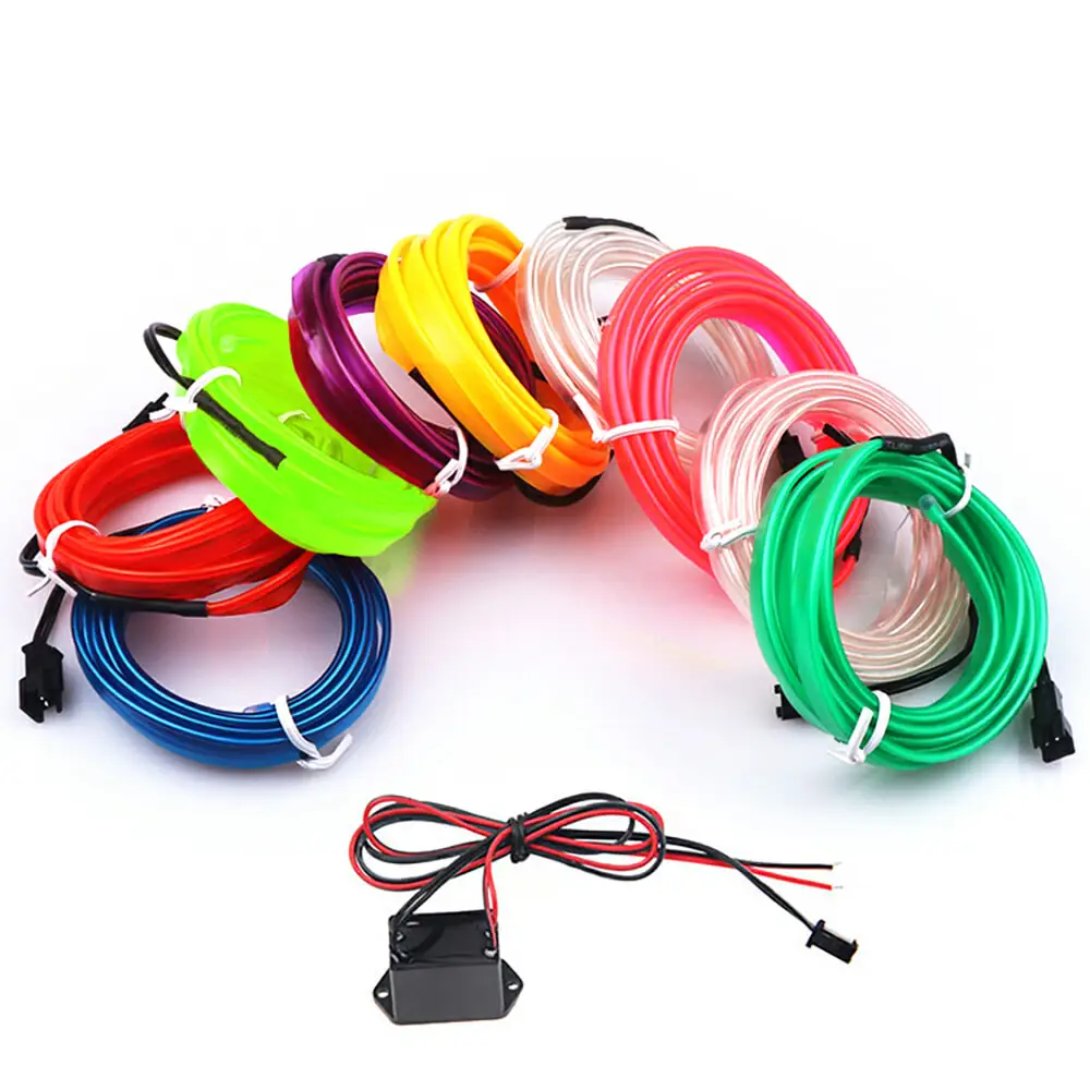 1M/2M/3M/5M Car Styling Lights Flexible Neon Light Tube El Wire 12V Inverter Rope Emitting Line Lamp Led Automotive Accessorie | Автомобили